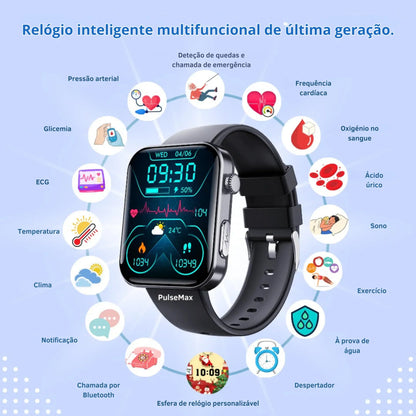 (Σούπερ Προσφορά) PulseMax™ Έξυπνο Ρολόι Μετρητής Γλυκόζης, Καρδιακού Ρυθμού, Τηλεφωνικών Λειτουργιών